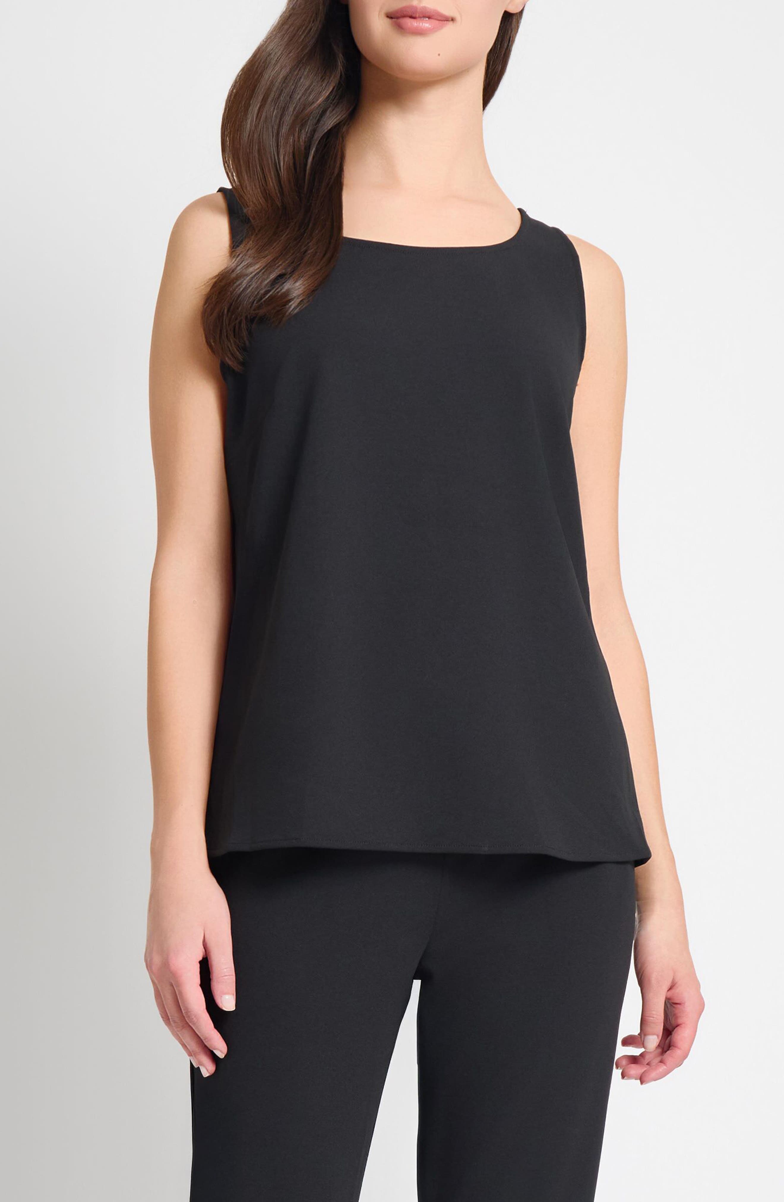 Deco Scoop Neck Stretch Crepe Tank
