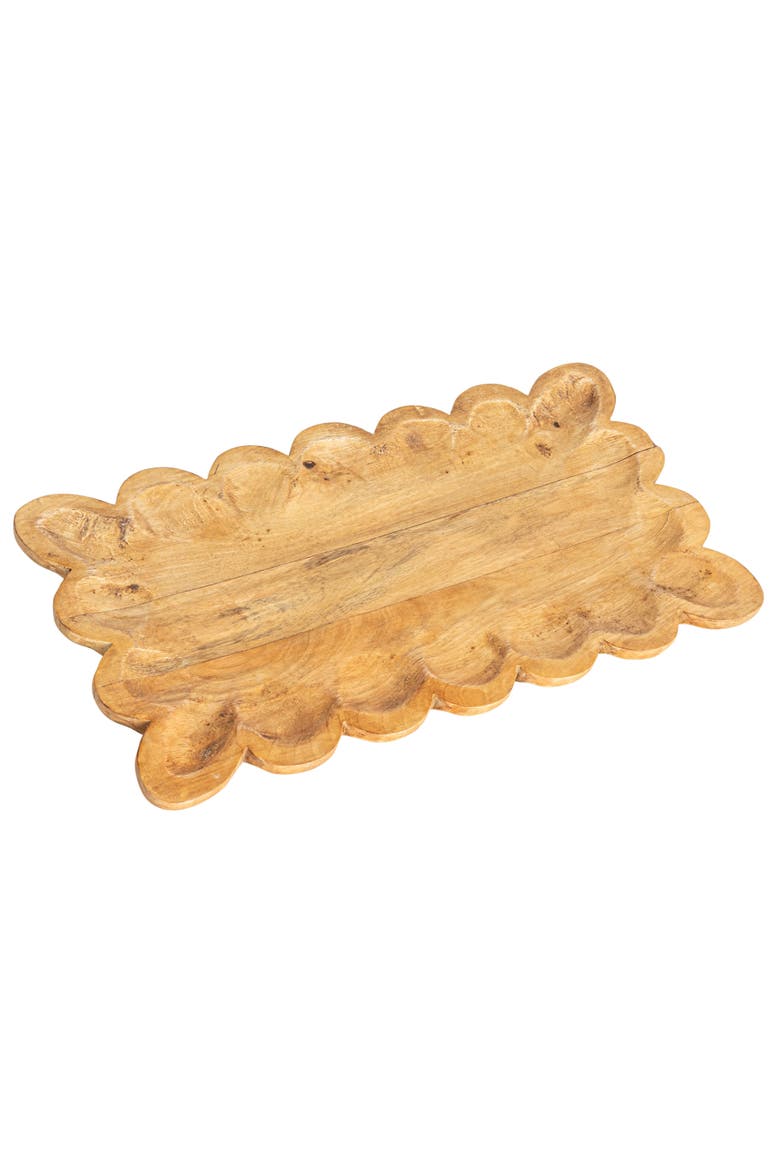 Scalloped Mango Wood Tray, Natural, Main, color, Natural