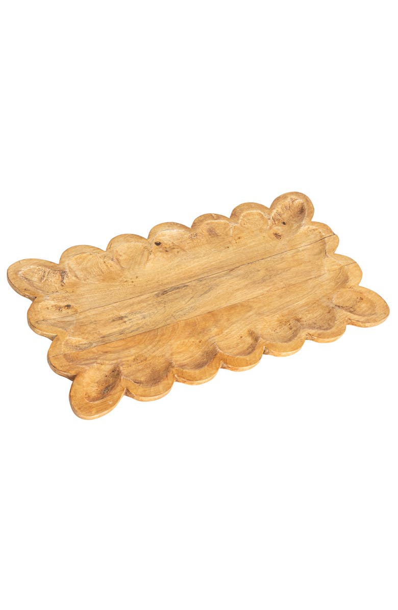 Storied Home Scalloped Mango Wood Tray, Natural, Main, color, Natural