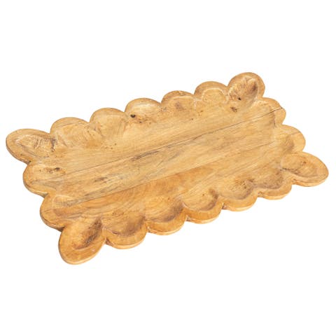 Scalloped Mango Wood Tray, Natural