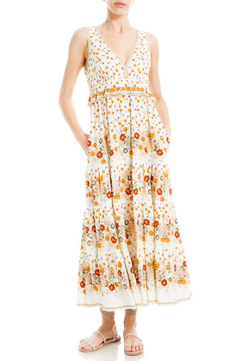 MAX STUDIO V-Neck Peplum Maxi Dress, Alternate, color, 