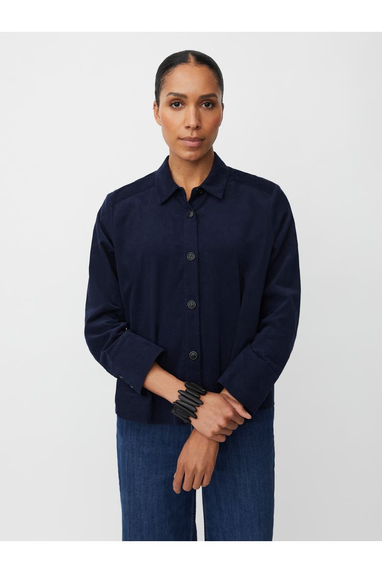Long Sleeve Collared Velvet Shirt, Main, color, Navy Blazer