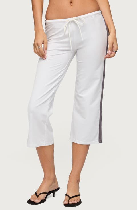 Milene Side Stripe Terry Drawstring Capri Pants
