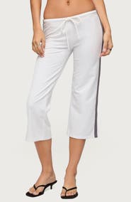 EDIKTED Milene Side Stripe Terry Drawstring Capri Pants