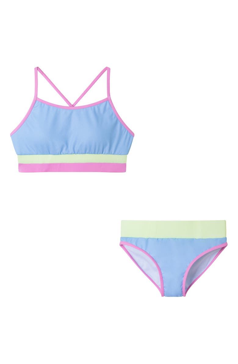 Andy & Evan Kids' Colorblock Rib Two-Piece Swimsuit, Main, color, 