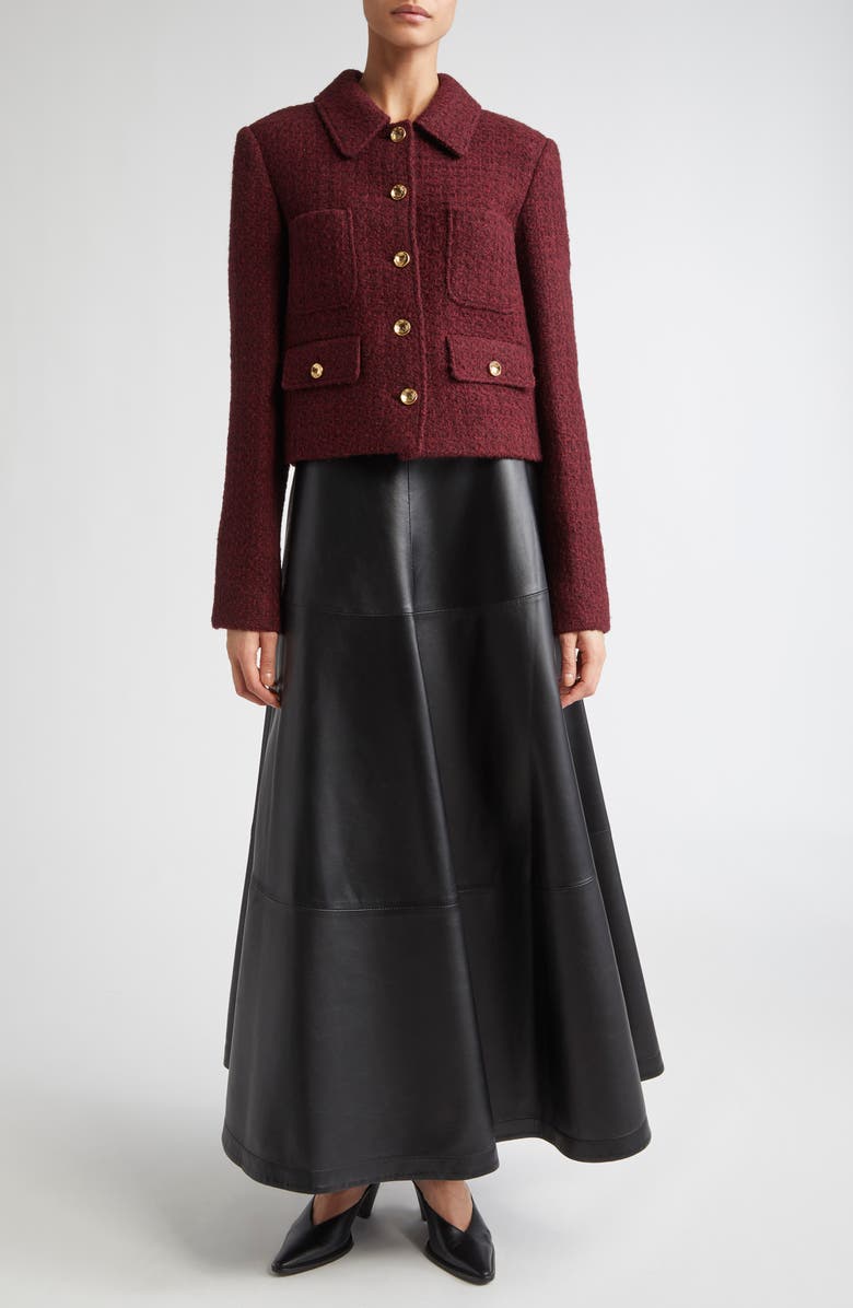 Altuzarra Astley Tweed Crop Jacket, Alternate, color, Grenache