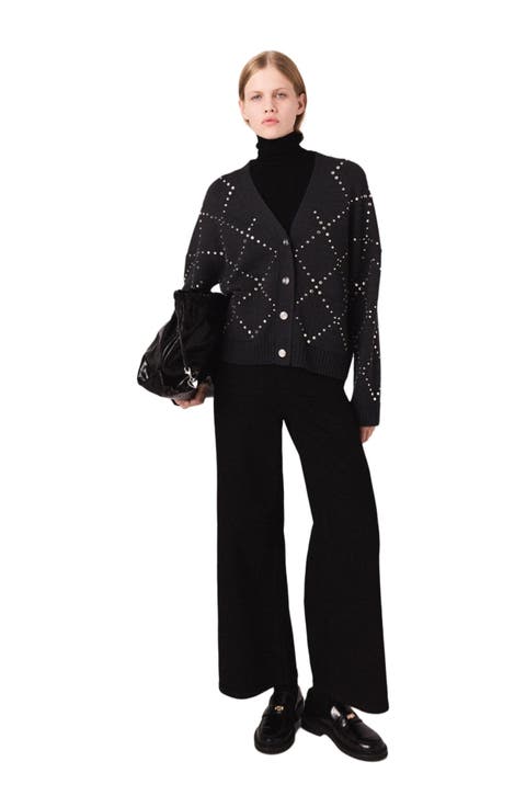 Rhinestone check cardigan