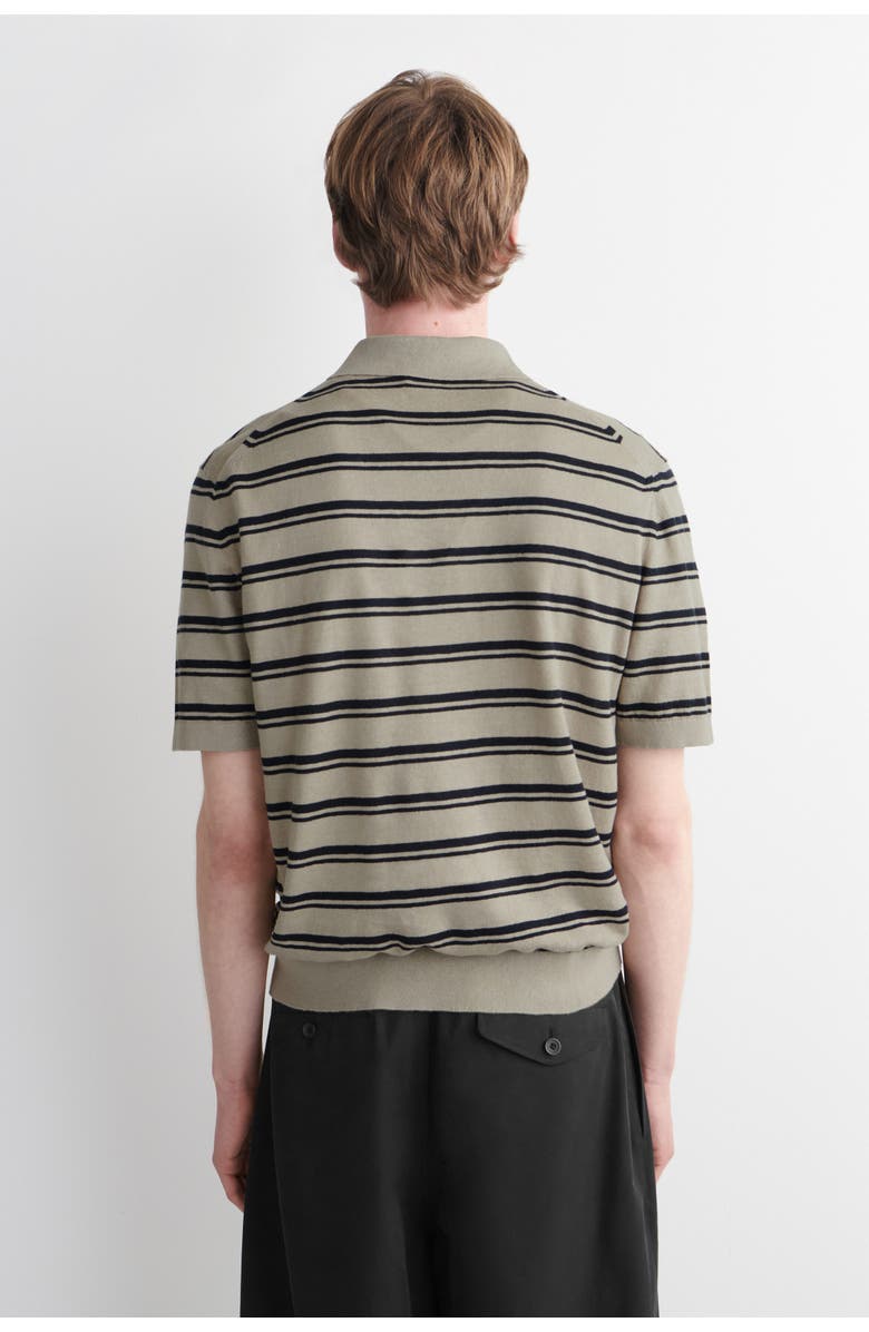 COS Knitted Linen Polo Shirt, Alternate, color, Beige / Brown / Striped
