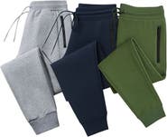 BenBen 3 Pack Mens Ultra Soft Zipper PocketFleece Joggers