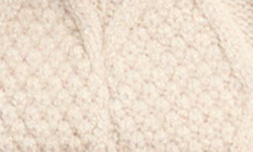 Toby Cable Knit Faux Fur Pompom Hat & Mittens Set In Neutral