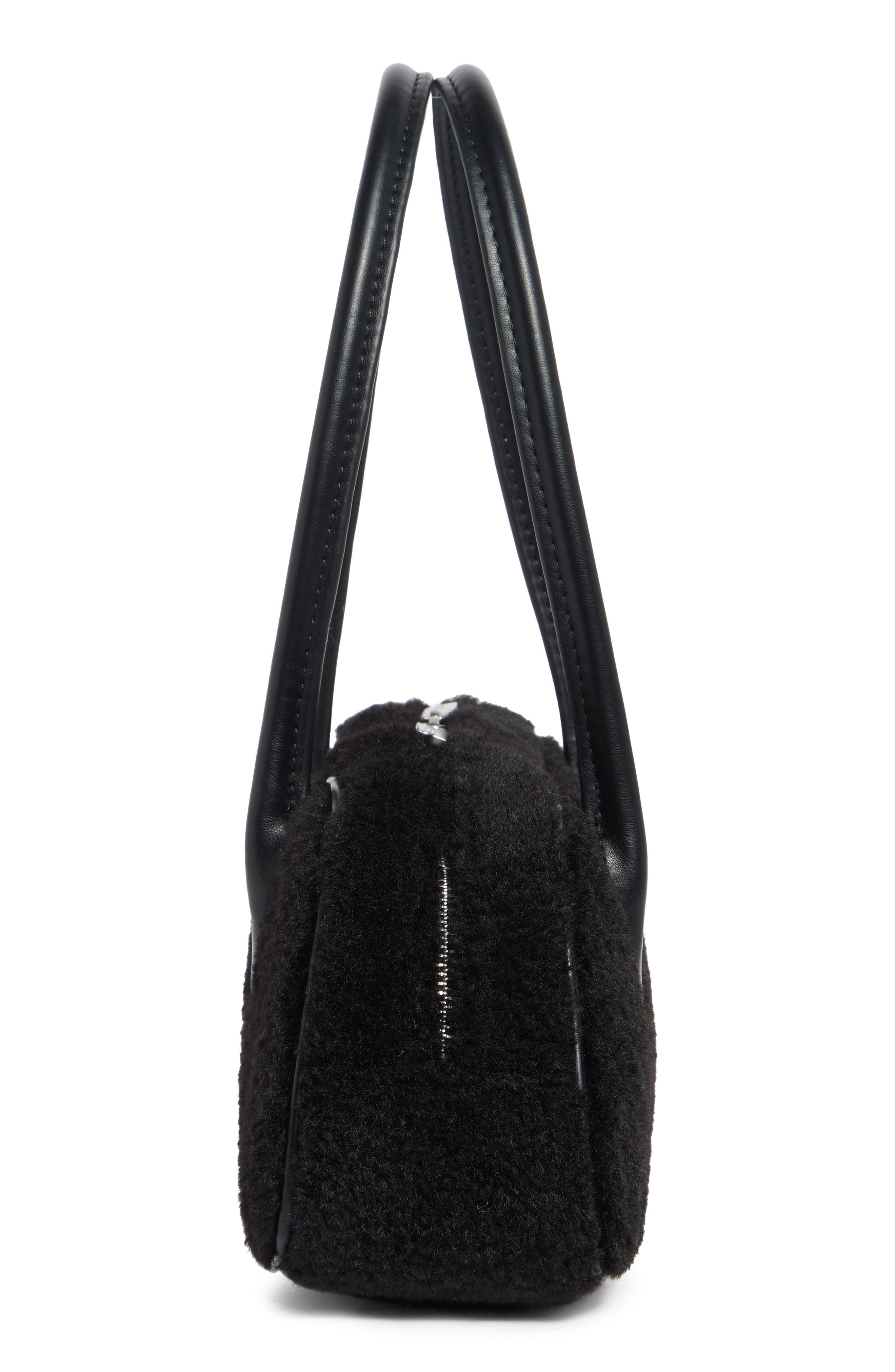BCBG Angled Faux Fur Shoulder Bag, Alternate, color, Black
