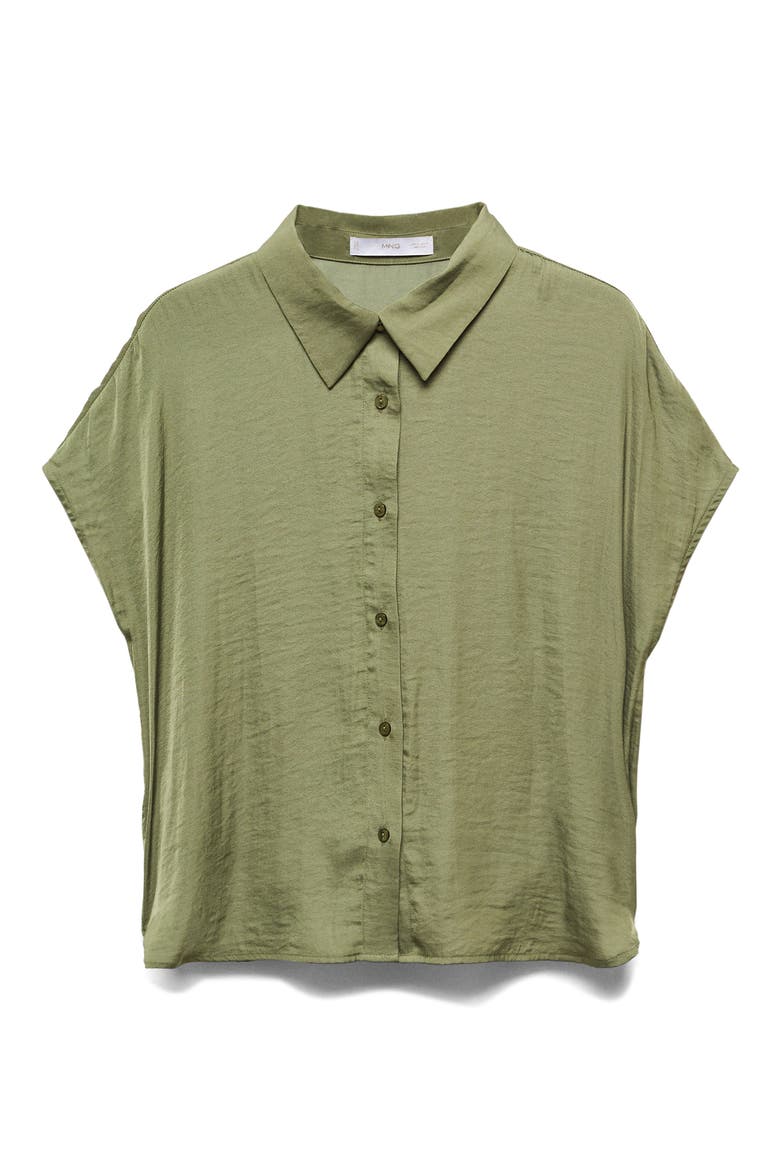 Short Sleeve Woven Button-Up Shirt, Main, color, KHAKI GREEN