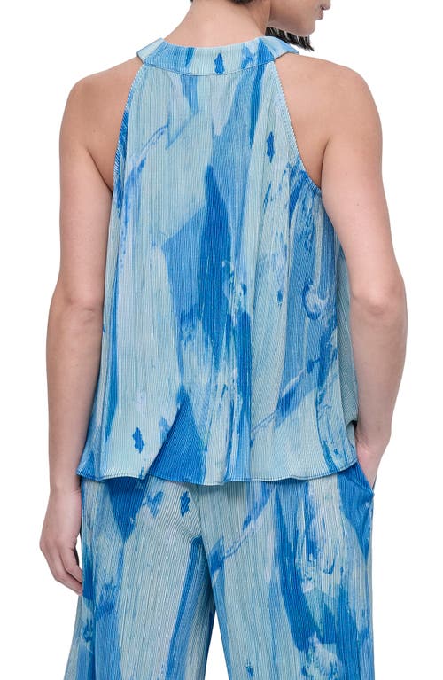 Dkny Abstract Print Sleeveless Plissé Top In Maculate Marble