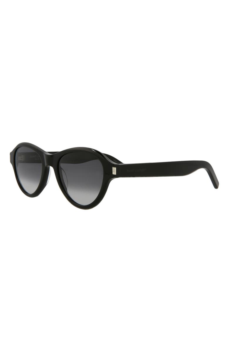 Saint Laurent 51mm Gradient Oval Sunglasses, Alternate, color, Black Black Grey