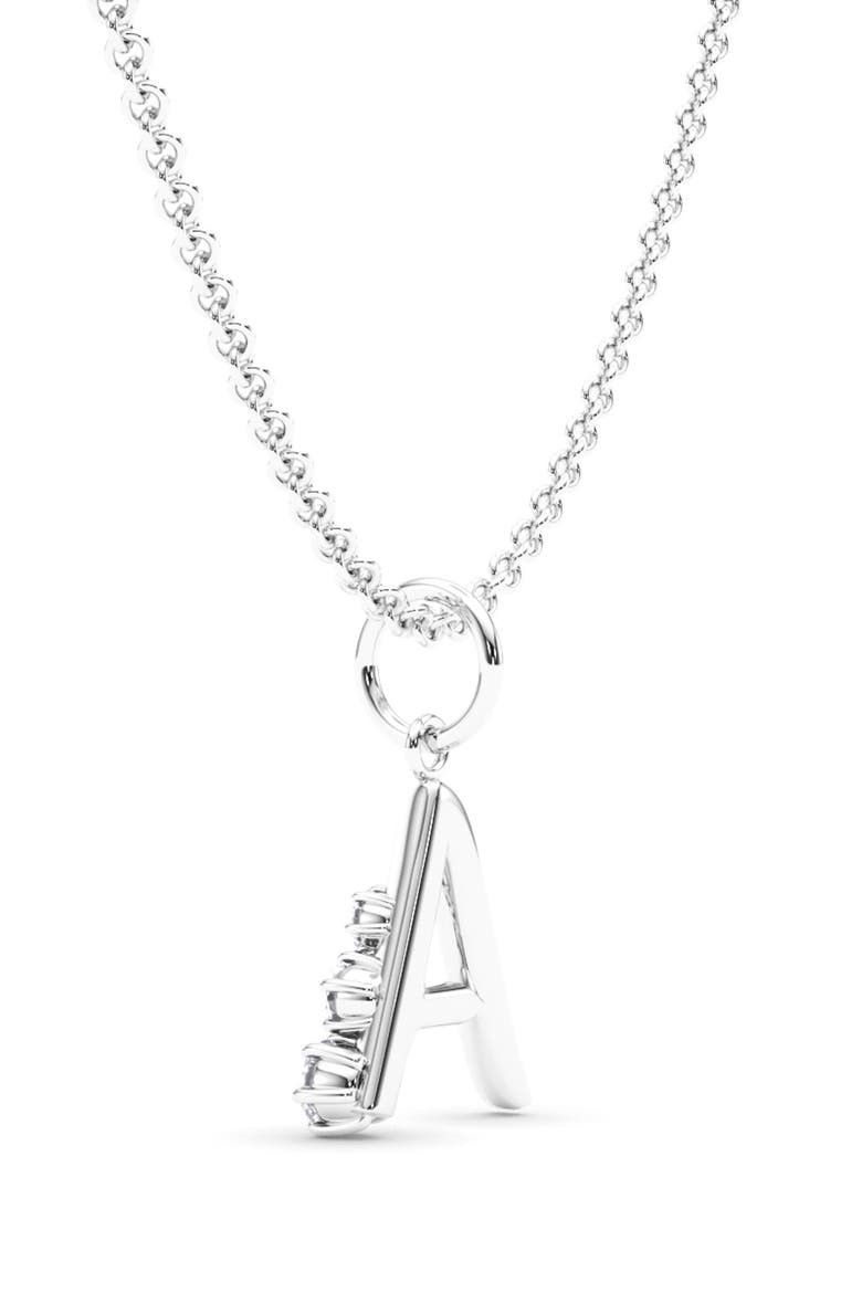 Graduated Lab Created Diamond Initial Letter Pendant Necklace, Alternate, color, A - 18K WHITE GOLD