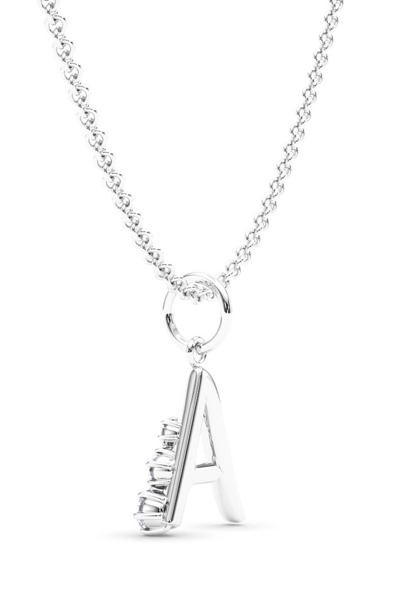HauteCarat Graduated Lab Created Diamond Initial Letter Pendant Necklace, Alternate, color, A - 18K White Gold