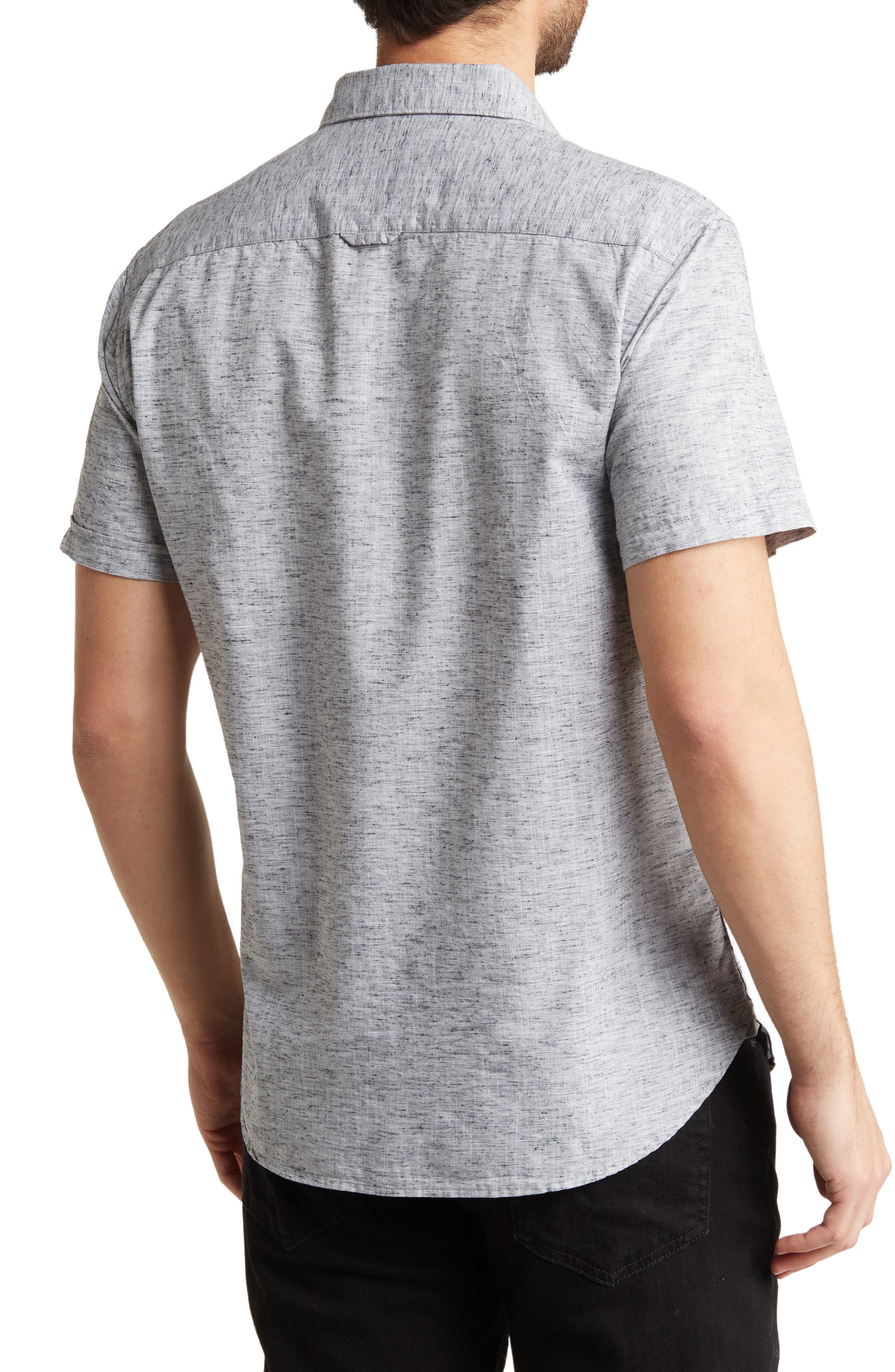 Melange Short Sleeve Button-Down Shirt - image 2