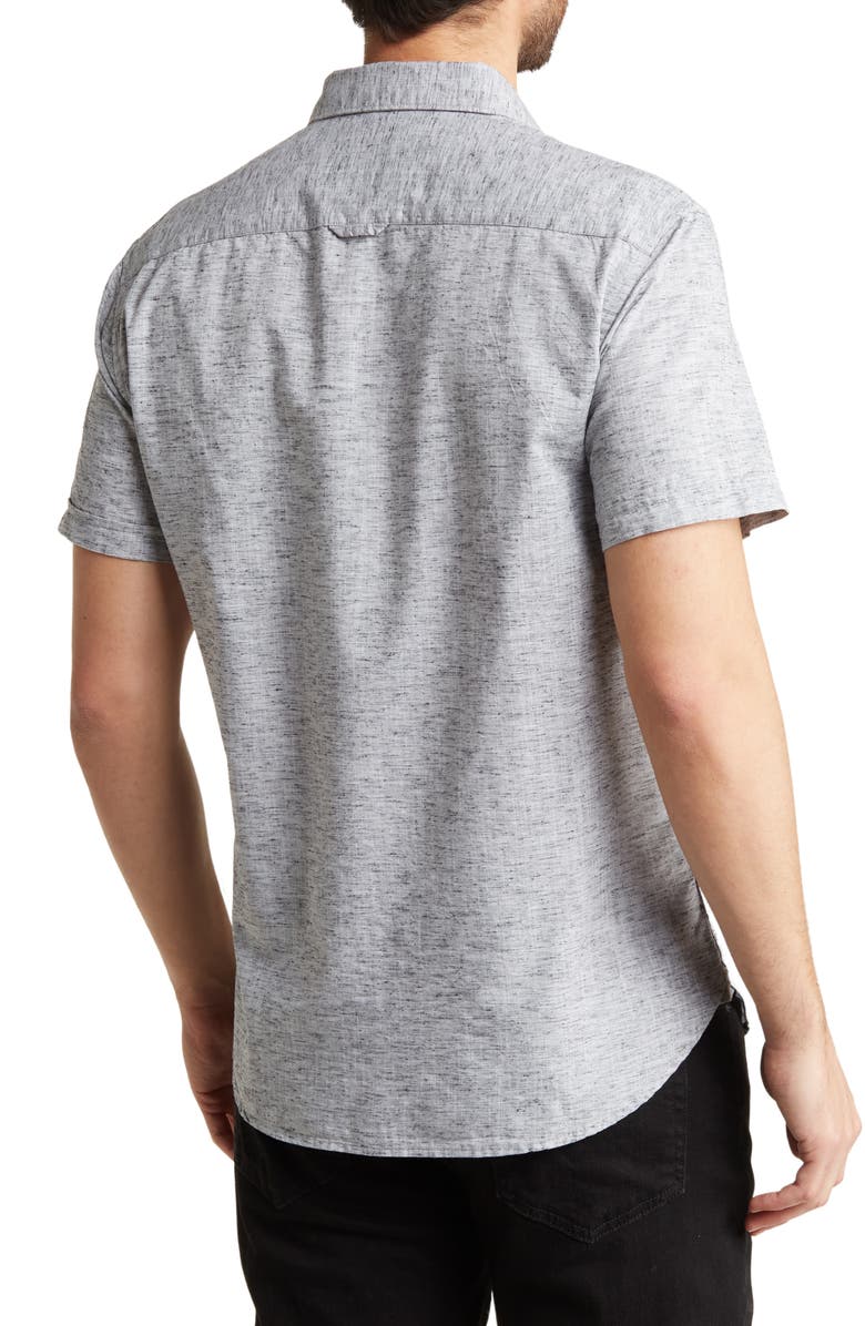 DENIM AND FLOWER Melange Short Sleeve Button-Down Shirt, Alternate, color, Oatmeal