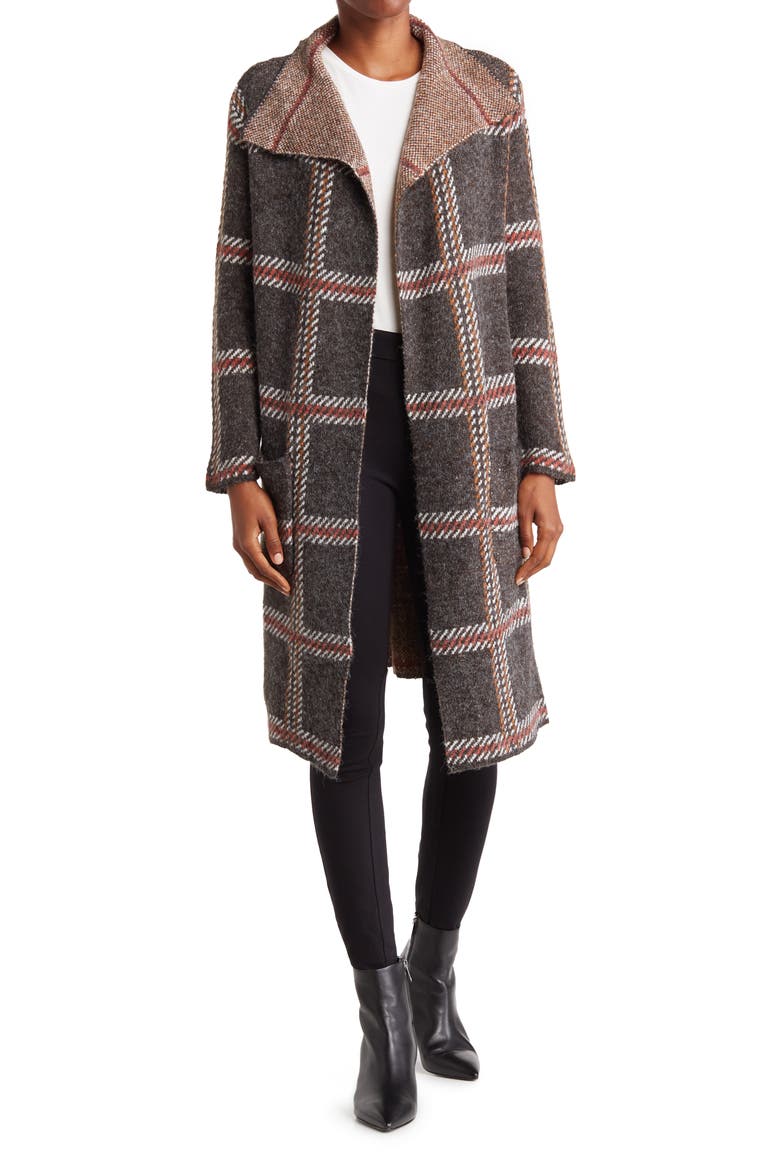 Plaid Drape Collar Cardigan, Main, color, PREPPY PLAID