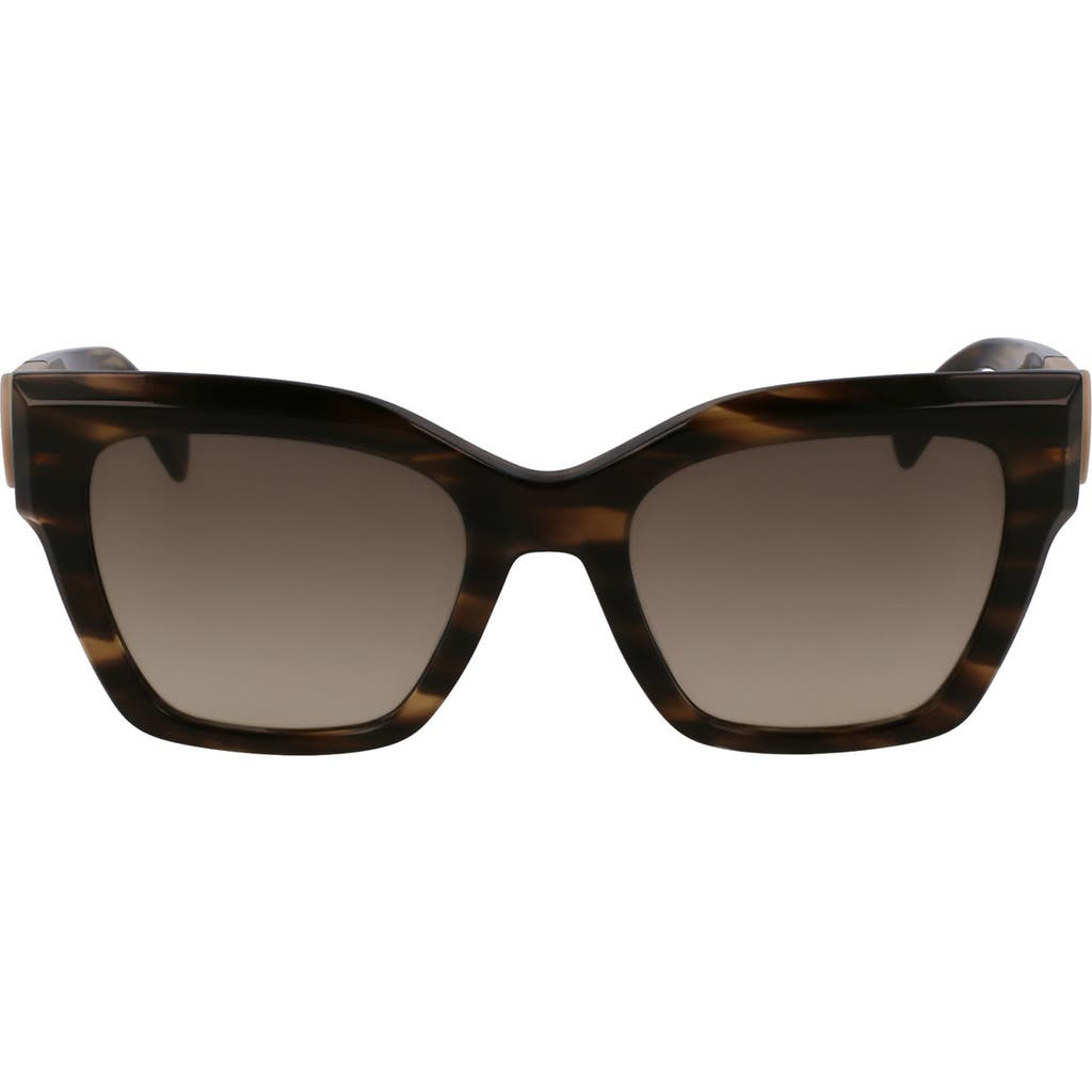 Longchamp Medallion 52mm Modified Rectangular Sunglasses In Striped Green