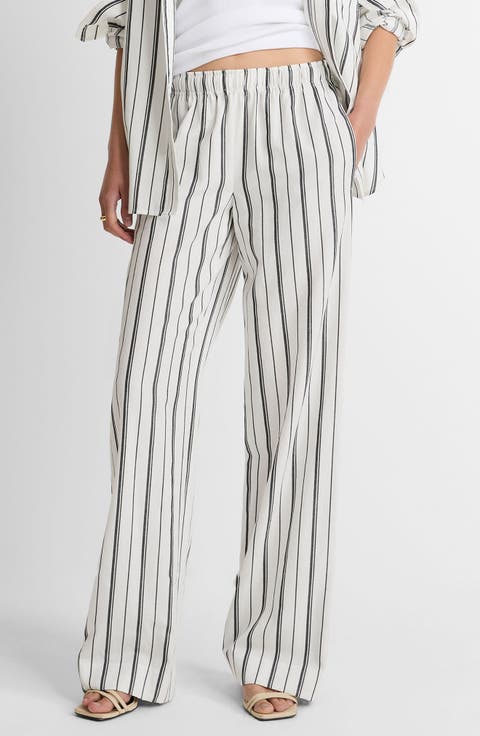 Resort Stripe Pull-On Wide Leg Pants