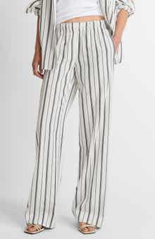 Resort Stripe Pull-On Wide Leg Pants