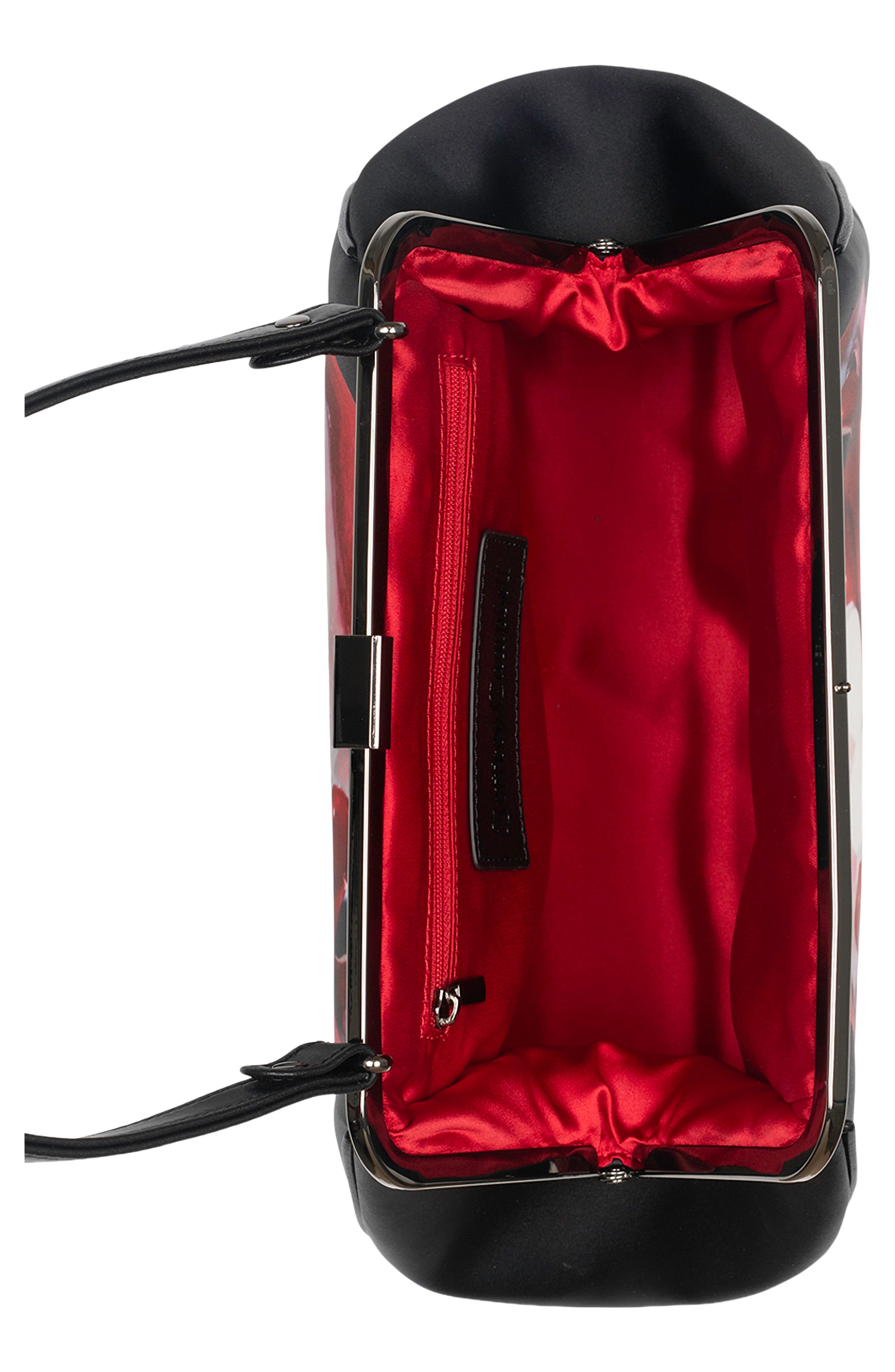 Its-Bit Satin Handbag, Alternate, color, MOUTH PRINT