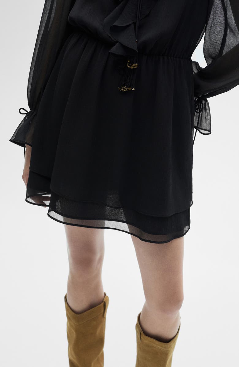 MANGO Ruffle Long Sleeve Minidress, Alternate, color,