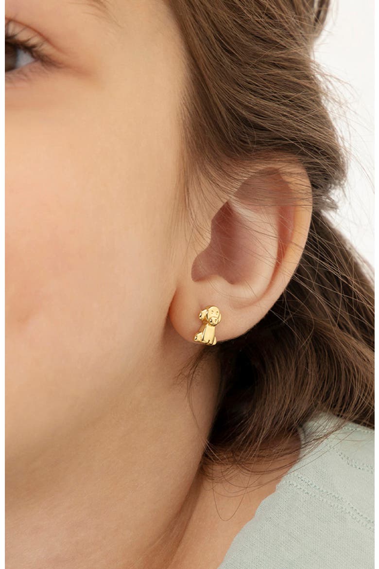 Puppy Dog Plated Earrings, Alternate, color, Silver