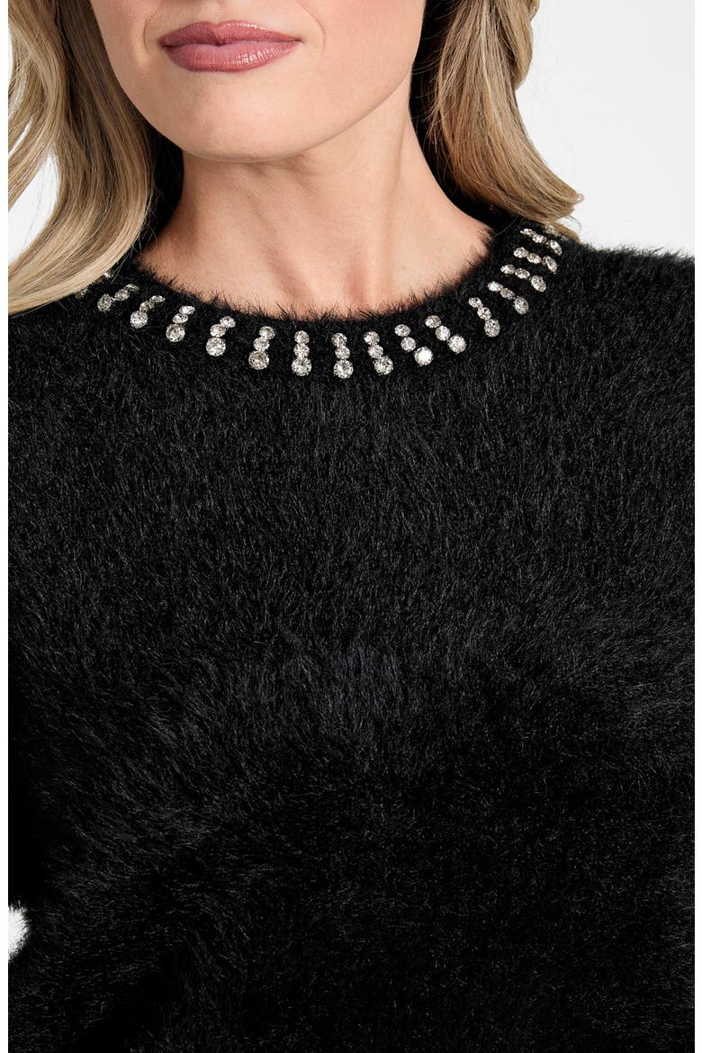 Arisa Rhinestone Accent Crewneck Sweater, Alternate, color, BLACK-BLACK