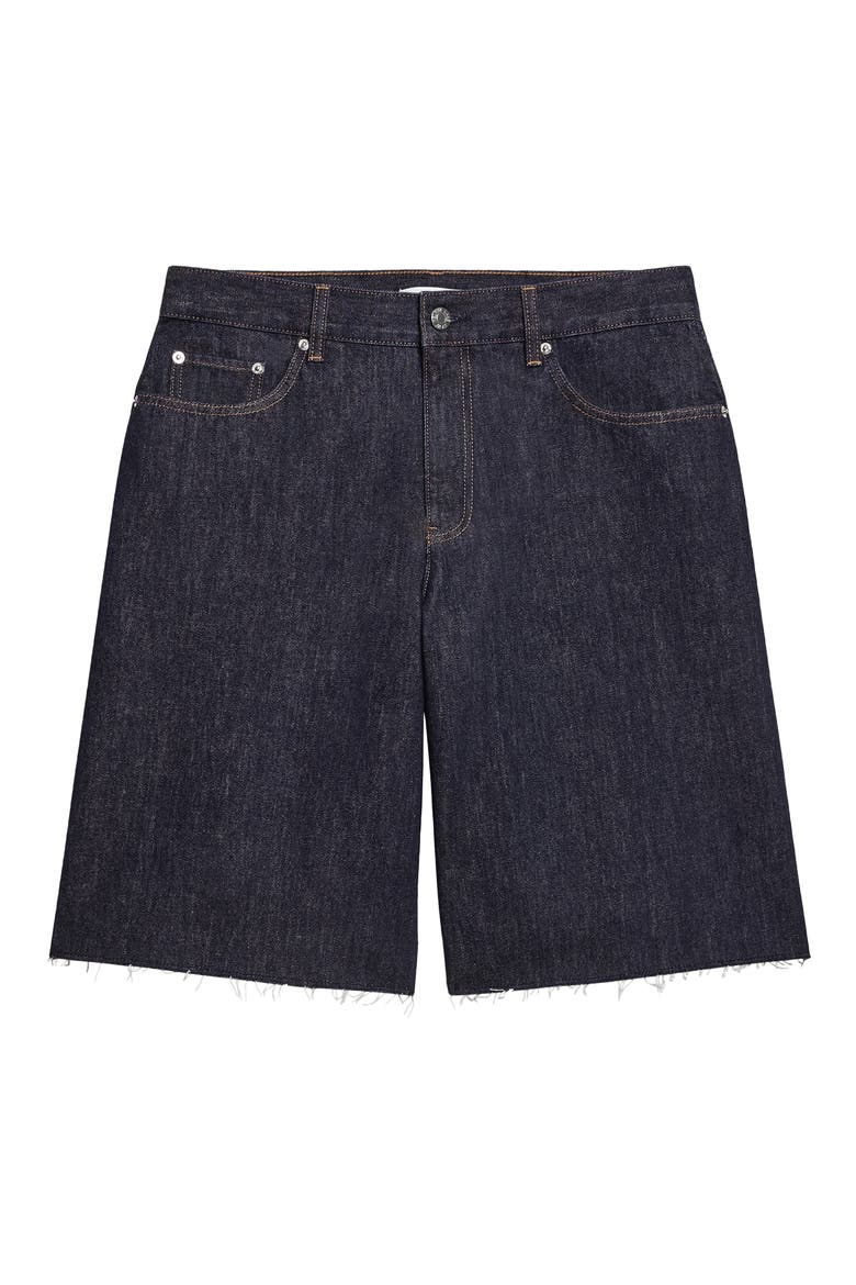 Oversize Raw Hem Denim Shorts, Alternate, color, RINSED INDIGO