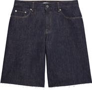 Helmut Lang Oversize Raw Hem Denim Shorts