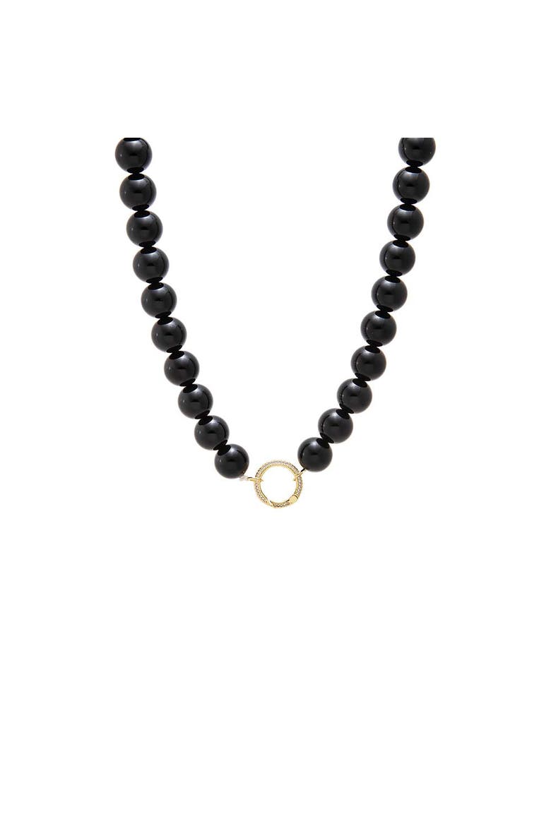 Black Onyx Large Bead Clicker Necklace, Alternate, color, Black