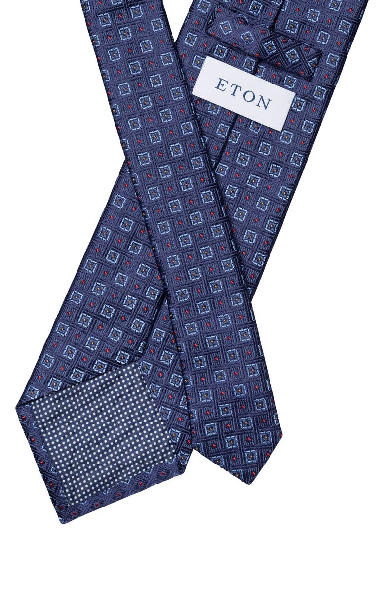 Eton Geometric Medallion Jacquard Silk Tie, Alternate, color, 