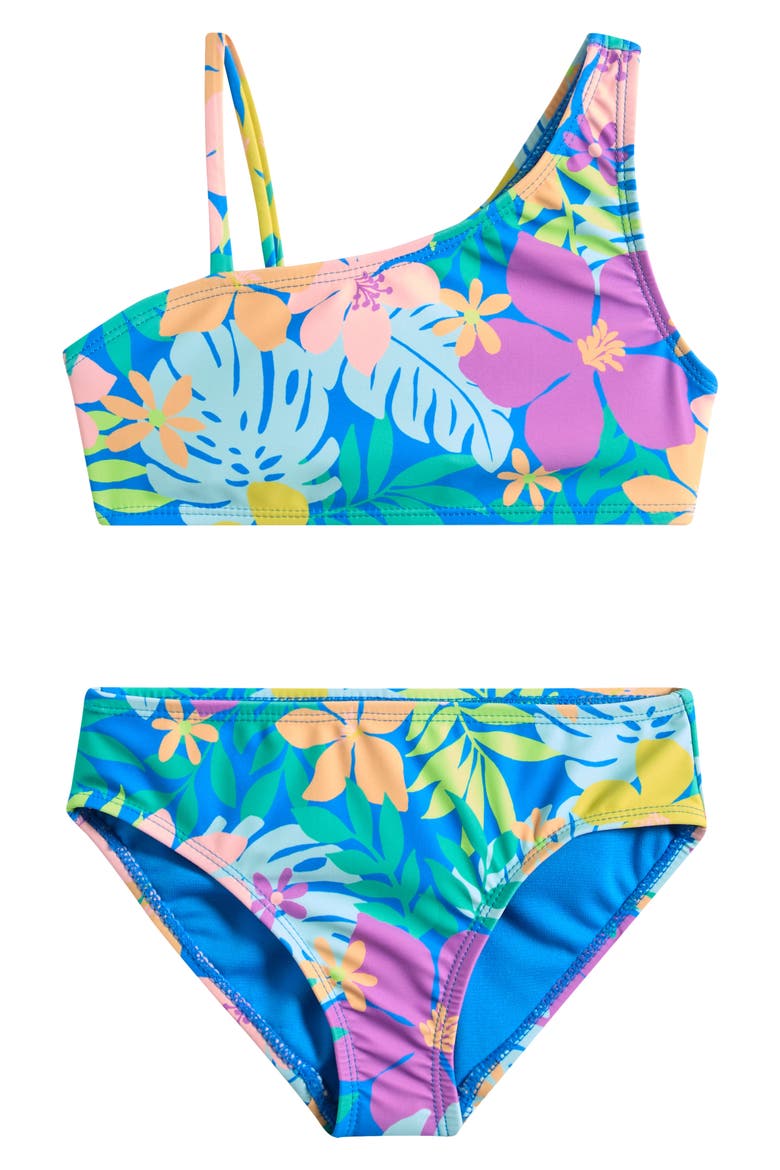 Kids' Floral Two-Piece Bikini Swimsuit, Main, color, BLUE