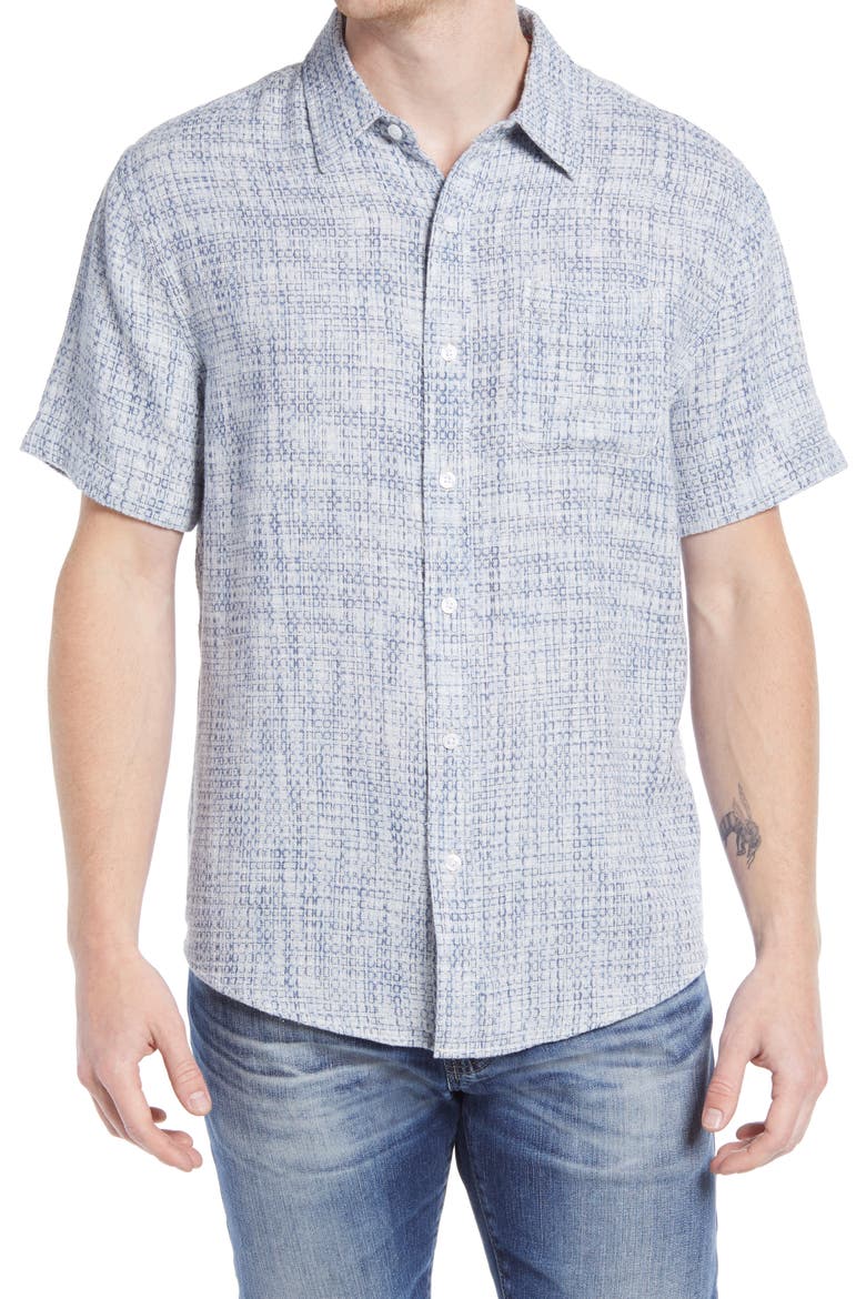 Freshwater Short Sleeve Button-Up Shirt, Main, color, BLUE MULTI