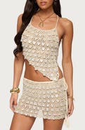 EDIKTED Alora Paillette Sequin Asymmetric Crop Top