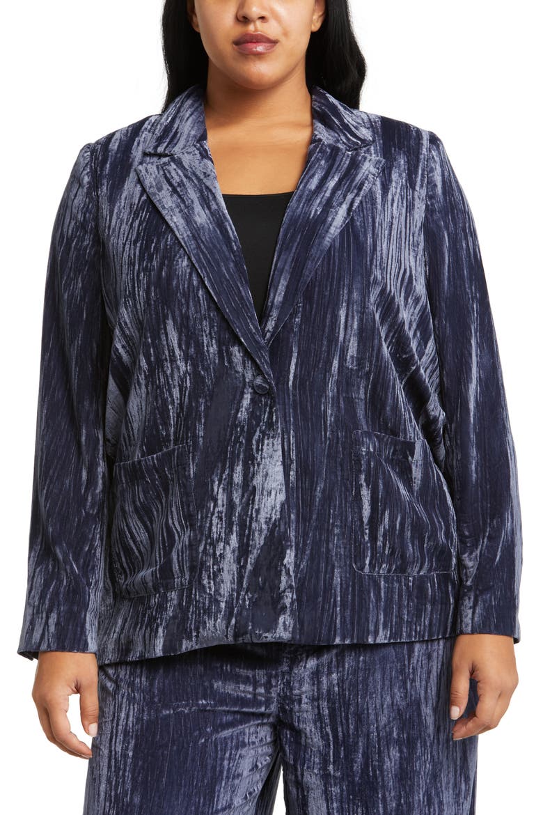 Relaxed Fit Textured Velvet Blazer, Alternate, color, NAVY BLAZER