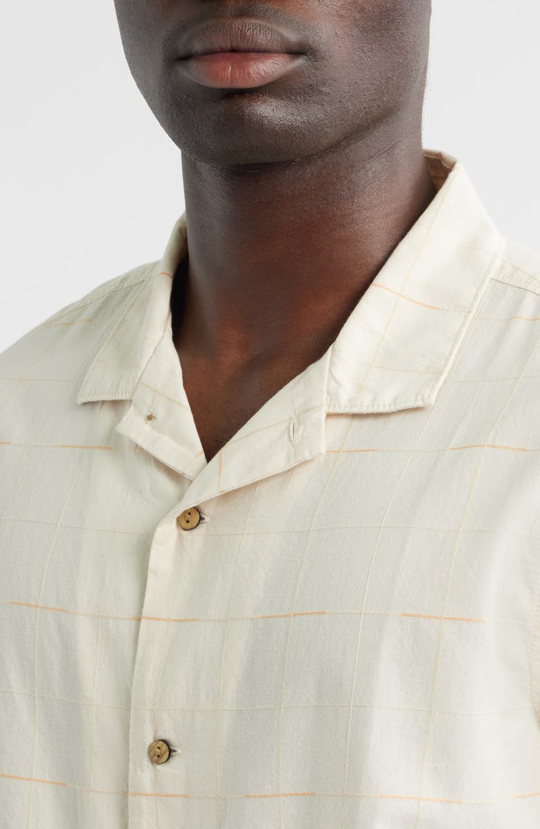 Roark Gonzo Organic Cotton Camp Shirt, Alternate, color, Bone Plaid