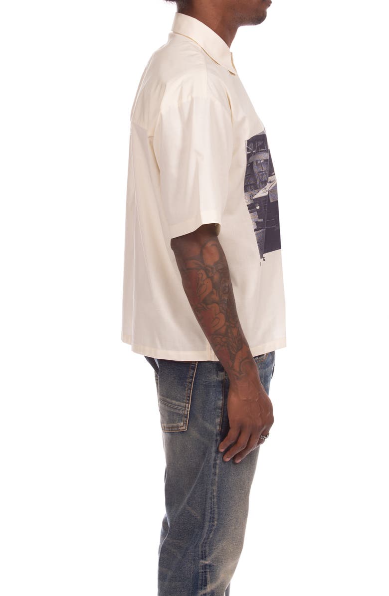 ICECREAM Truck Graphic Short Sleeve Button-Up Shirt, Alternate, color, Antique White