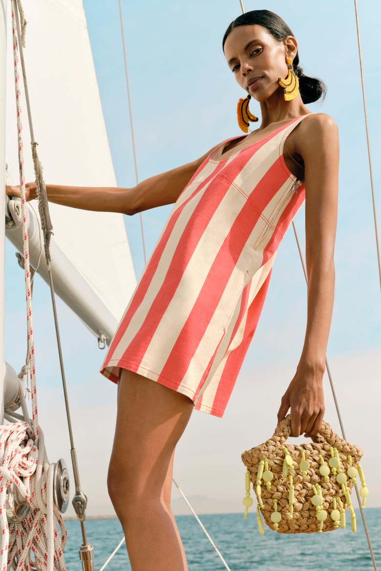 Sahara Denim Dress, Main, color, Venetian Red Stripe