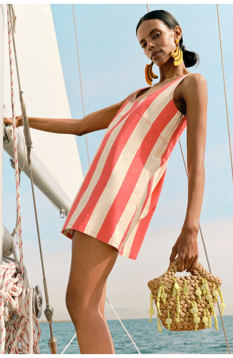 SIMONMILLER Sahara Striped Denim Dress, Main, color, Venetian Red Stripe