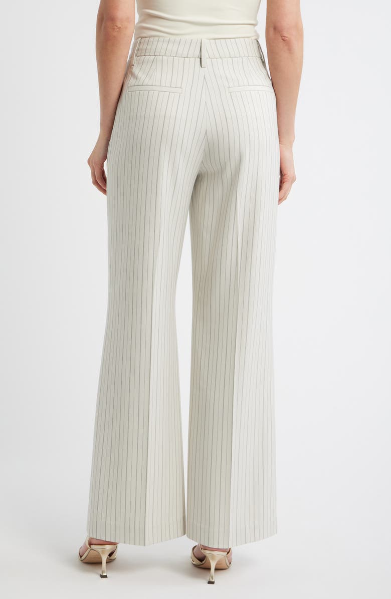 Elie Tahari The Liliana Stripe Wide Leg Pants, Alternate, color, Tan With Black Pinstripe