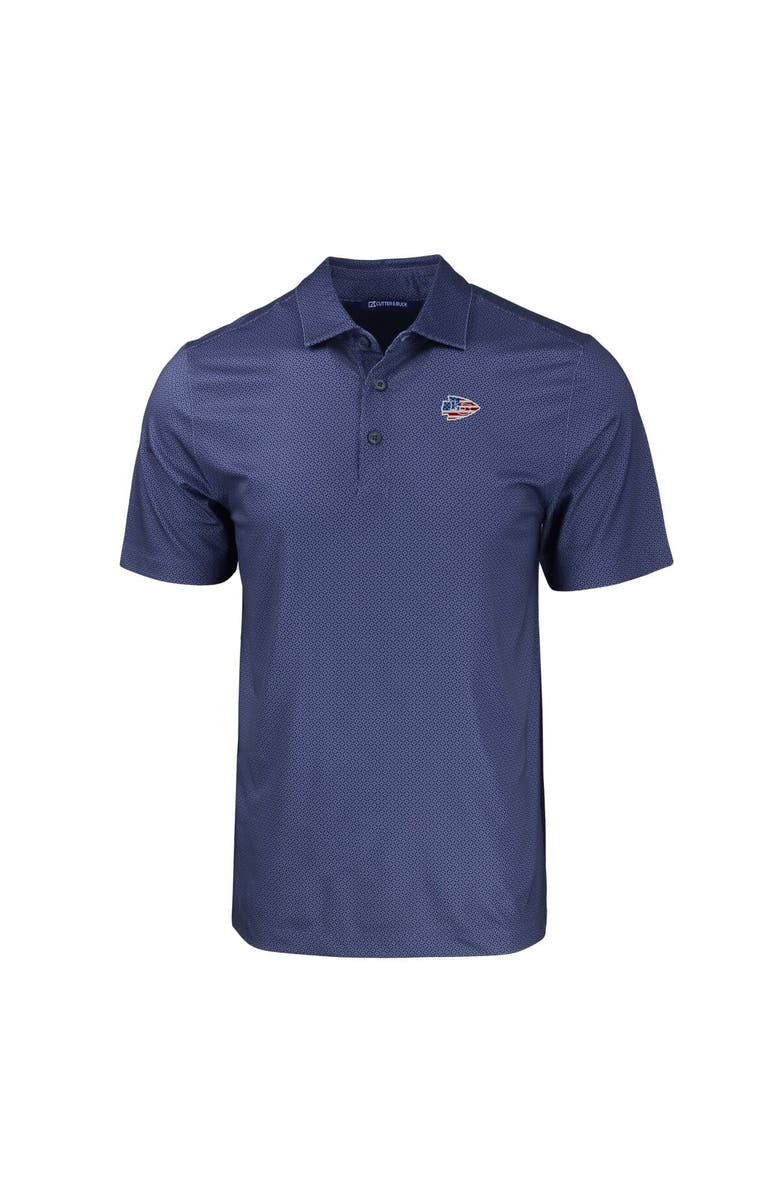Cutter & Buck Men's Cutter & Buck Navy Kansas City Chiefs Big & Tall Americana Pike Eco Tonal Geo Print Stretch Recycled Polo, Alternate, color, 