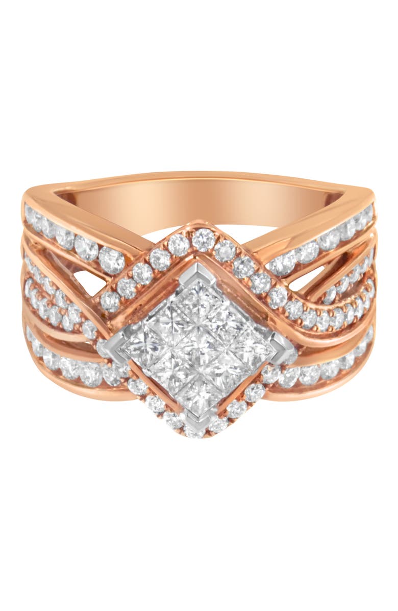 Haus of Brilliance Two-Tone 10KT Gold 1 1/2 cttw Diamond Bypass Cocktail Ring, Alternate, color, White