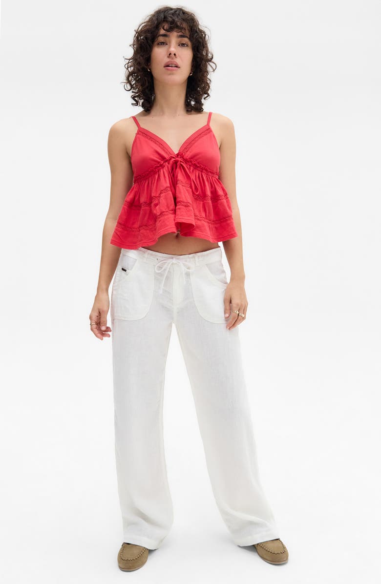 BDG Urban Outfitters Frill Babydoll Crop Camisole, Alternate, color, Red