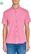 CONSTRUCT Slim Fit Mini Check Recycled 4-Way Stretch Performance Short Sleeve Shirt