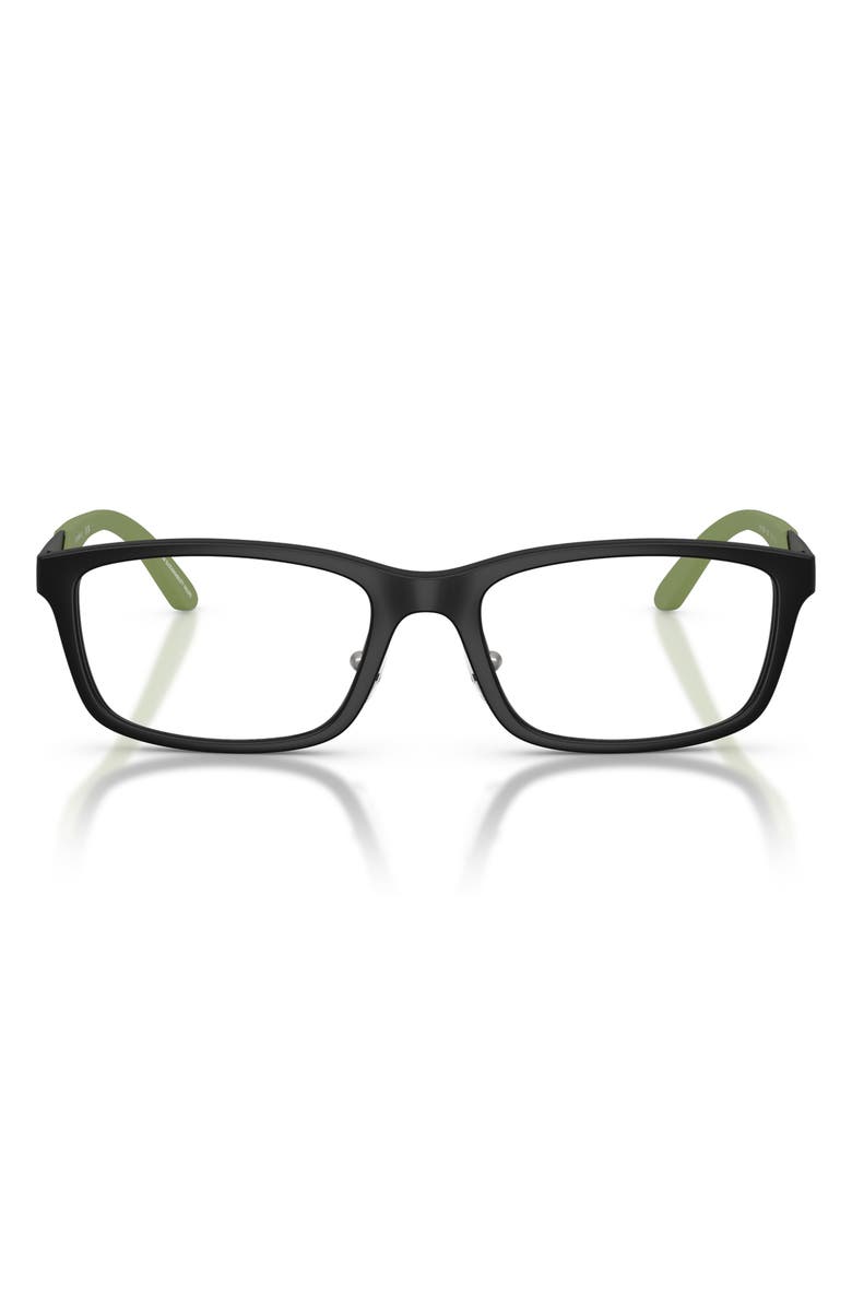 Emporio Armani 47mm Rectangle Optical Glasses, Main, color, Matte Black / Demo Lens