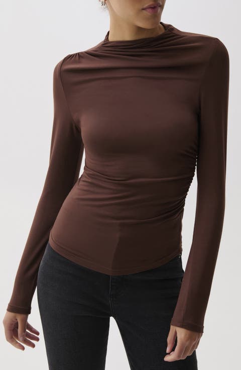 Nathalia Mock Neck Long Sleeve Top