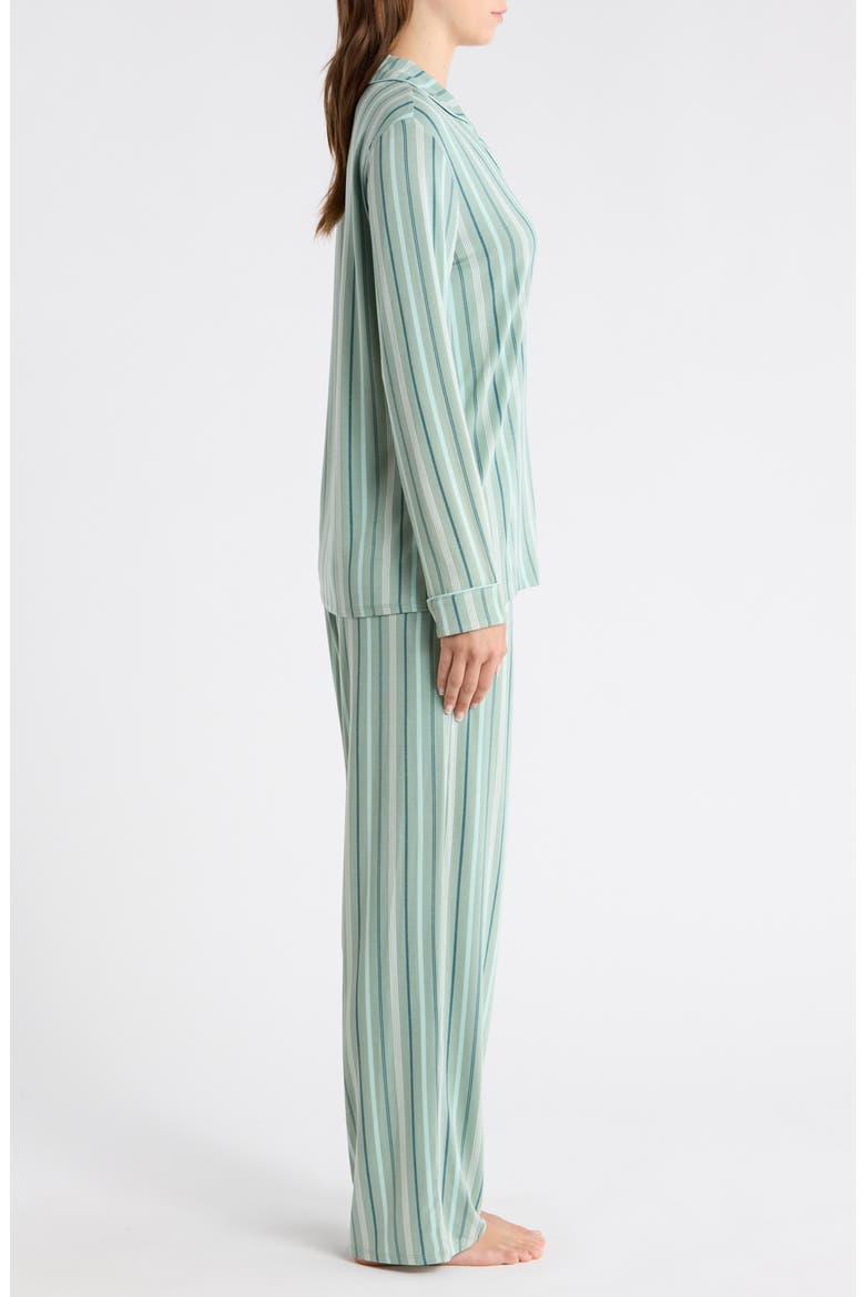 Moonlight Eco Knit Pajamas, Alternate, color, TEAL VARIGATED STRIPE